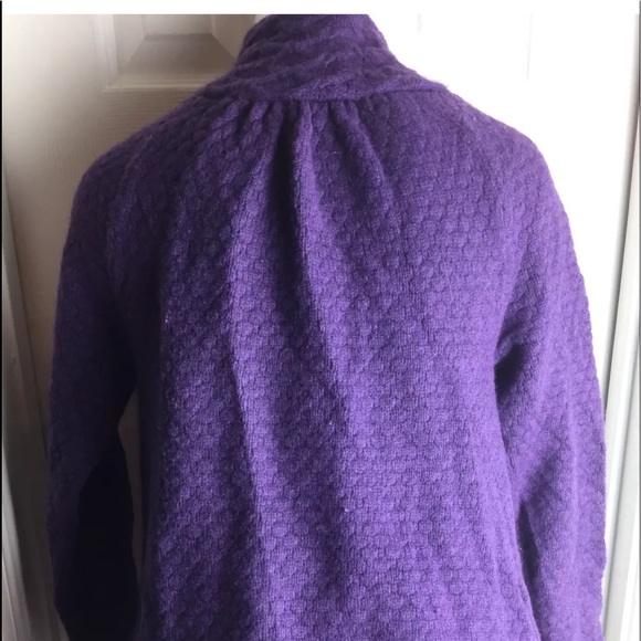 Ann Taylor LOFT Petites Womens SP Purple Eggplant Waffle Knit Sweater Jacket S - Picture 4 of 8
